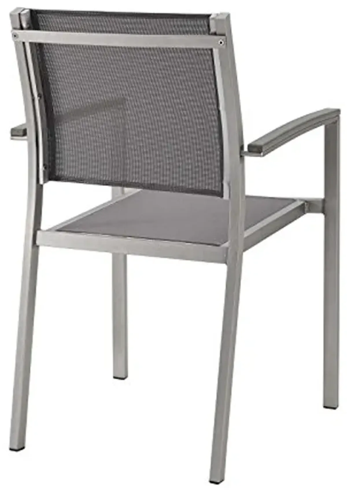 Modway Shore Aluminum Outdoor Patio Dining Arm Chair in Silver Gray