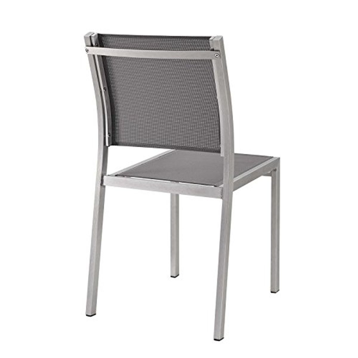 Modway Shore Outdoor Patio Aluminum Set of 2 Side Chair in Silver Gray