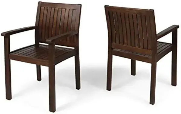 Christopher Knight Home Kylan Outdoor Acacia Wood Dining Chairs (Set of 2), Dark Brown Finish