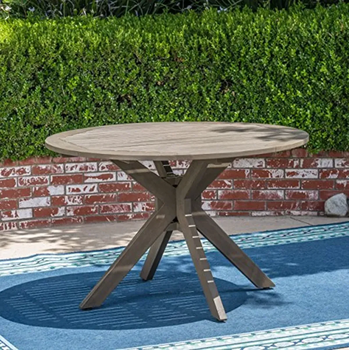 Christopher Knight Home Layna Outdoor 5 Piece Wood and Wicker Dining Set, Gray Finish/Gray