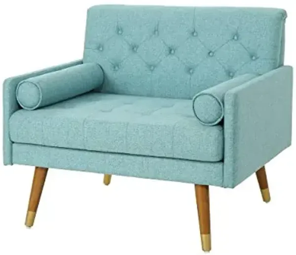 Christopher Knight Home Nour Fabric Mid-Century Modern Club Chair, Blue, Natural