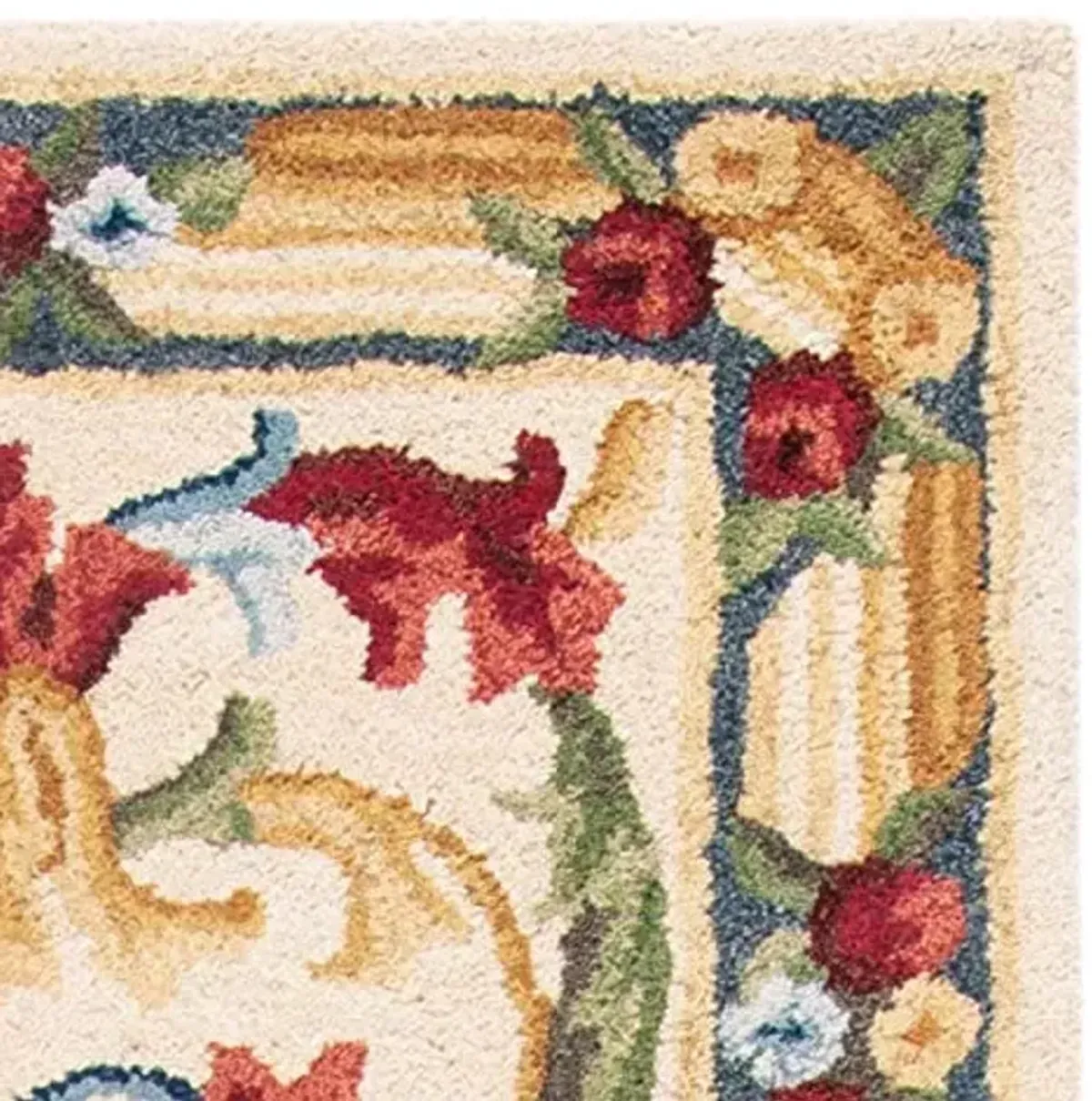 SAFAVIEH Blossom Collection 2'3" x 8' Ivory / Green BLM251B Handmade Premium Wool Runner Rug