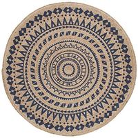SAFAVIEH Natural Fiber Round Collection 4' Round Royal Blue NF802D Handmade Boho Mandala Braided Jute Area Rug