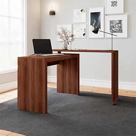 Manhattan Comfort Calabria Home Office Desk, Nut Brown