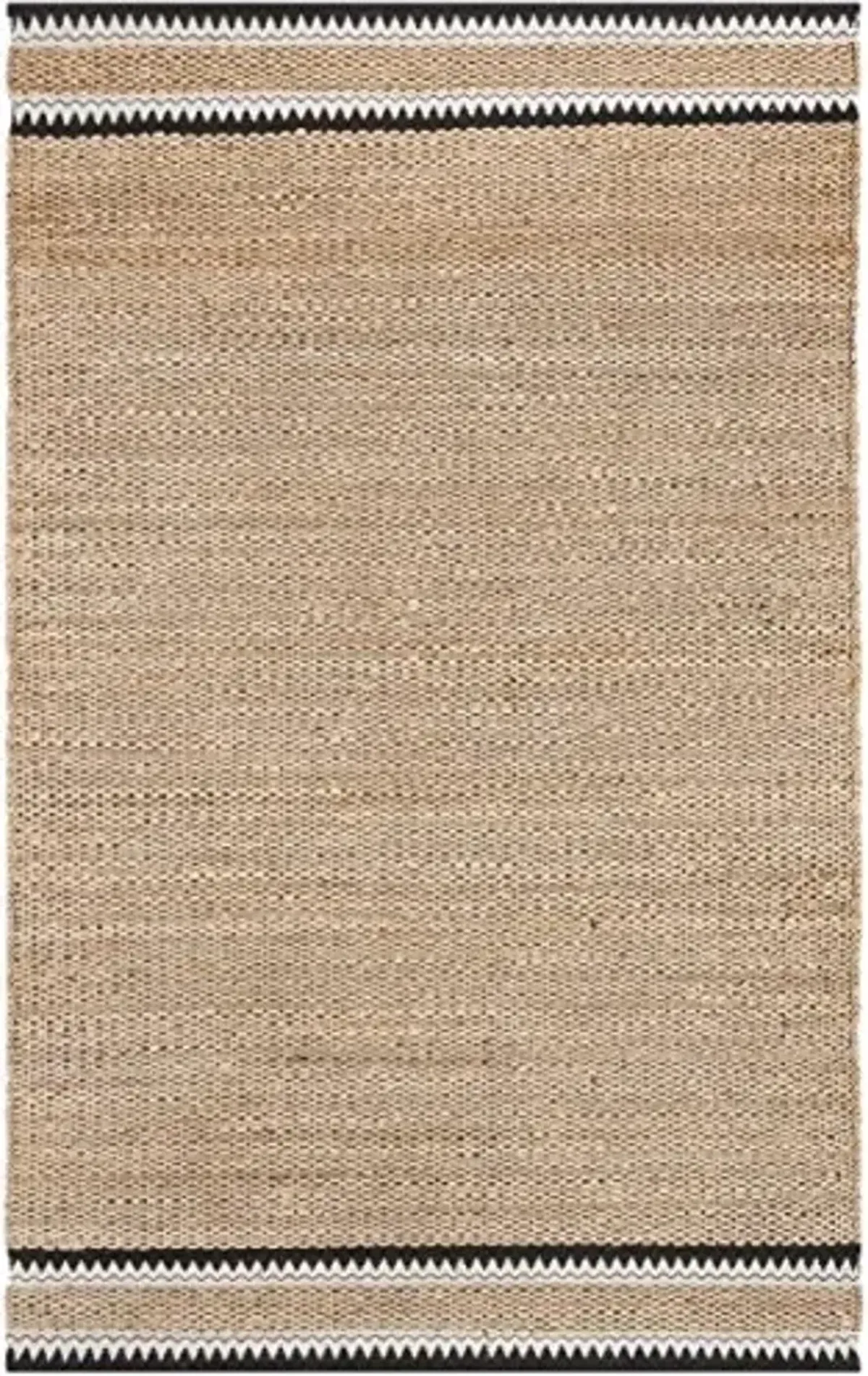 SAFAVIEH Natural Fiber Collection Accent Rug - 4' x 6', Natural & Black, Handmade Farmhouse Boho Coastal Rustic Jute, Ideal for High Traffic Areas in Entryway, Living Room, Bedroom (NF874B)