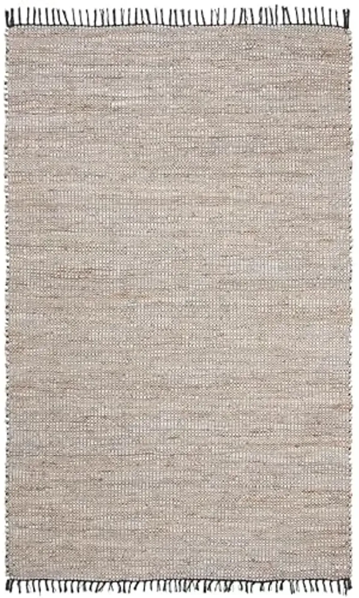 SAFAVIEH Vintage Leather Collection Area Rug - 5' x 8', Silver, Handmade Boho Fringe Leather & Jute, Ideal for High Traffic Areas in Living Room, Bedroom (VTL203G)
