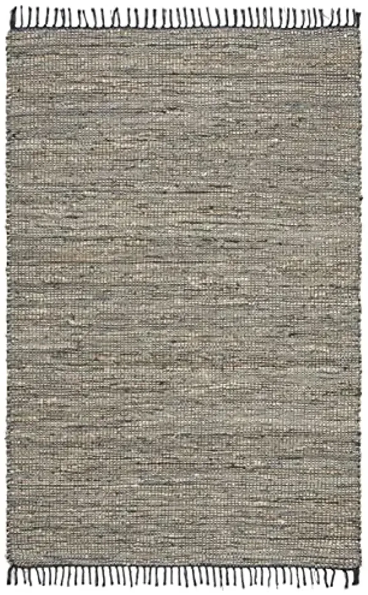 SAFAVIEH Vintage Leather Collection Area Rug - 5' x 8', Grey, Handmade Boho Fringe Leather & Jute, Ideal for High Traffic Areas in Living Room, Bedroom (VTL203F)