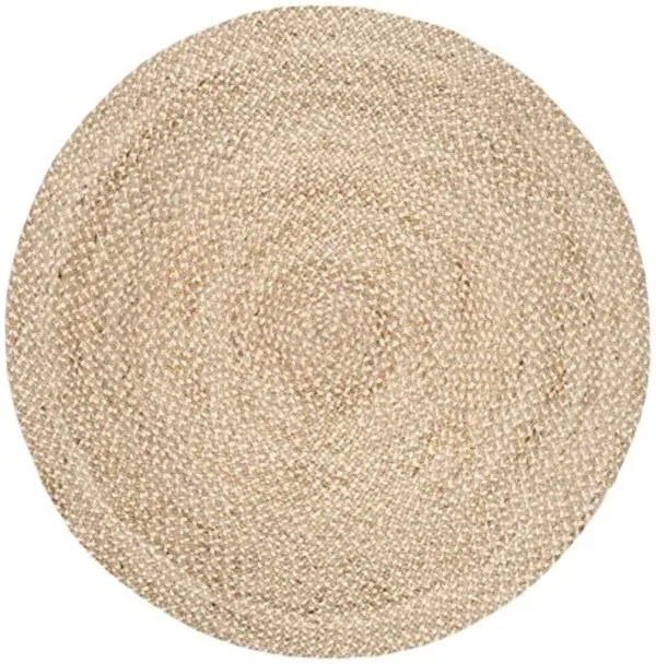 SAFAVIEH Natural Fiber Collection Area Rug - 3' Round, Natural & Ivory, Handmade Boho Charm Braided Jute, Ideal for High Traffic Areas in Living Room, Bedroom (NF804B)