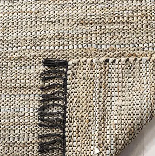 SAFAVIEH Vintage Leather Collection Runner Rug - 2'3" x 9', Beige, Handmade Boho Fringe Leather & Jute, Ideal for High Traffic Areas in Living Room, Bedroom (VTL203B)