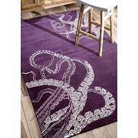 USA RUGS Octopus Tail Purple 100% Woolen Handmade Tufted Oriental Rugs & Carpet (5'x8')