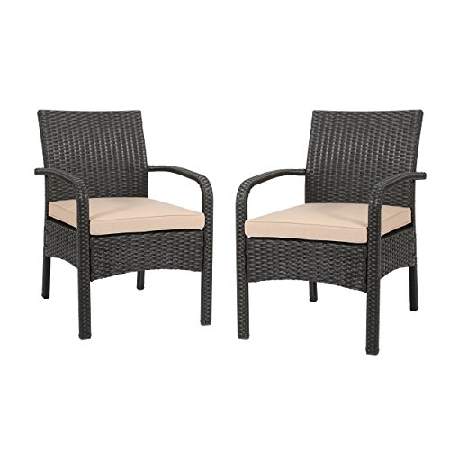 Christopher Knight Home 305809 Otto Outdoor Wicker Club Chair, Brown and Tan(Set of 2)