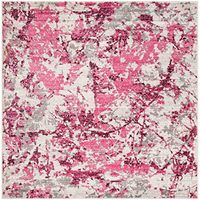 SAFAVIEH Skyler Collection 6'7" Square Pink / Ivory SKY186N Modern Abstract Non-Shedding Living Room Bedroom Dining Home Office Area Rug