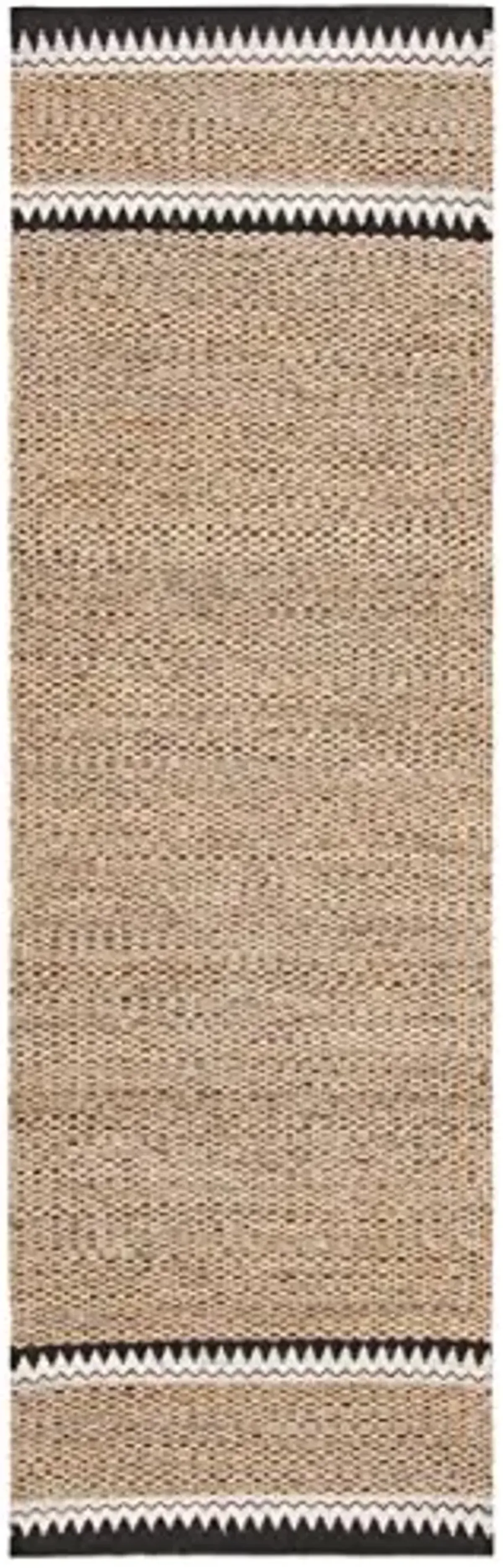 SAFAVIEH Natural Fiber Collection Runner Rug - 2'6" x 8', Natural & Black, Handmade Farmhouse Boho Coastal Rustic Jute, Ideal for High Traffic Areas in Living Room, Bedroom (NF874B)