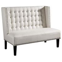 Signature Design by Ashley Beauland Modern Chic Upholstered Tufted Accent Settee Bench, Cream