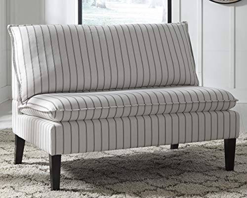 Signature Design by Ashley Arrowrock Modern Farmhouse Striped Accent Bench, White & Gray