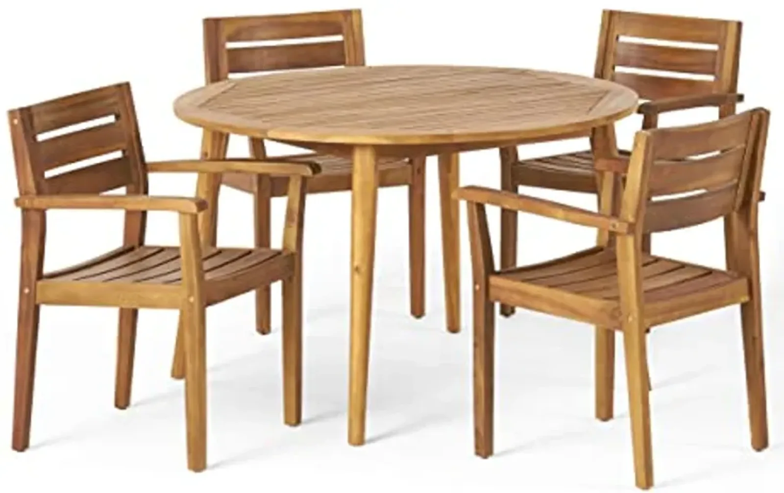 Christopher Knight Home Keth Outdoor 5 Piece Acacia Wood Dining Set, Teak Finish