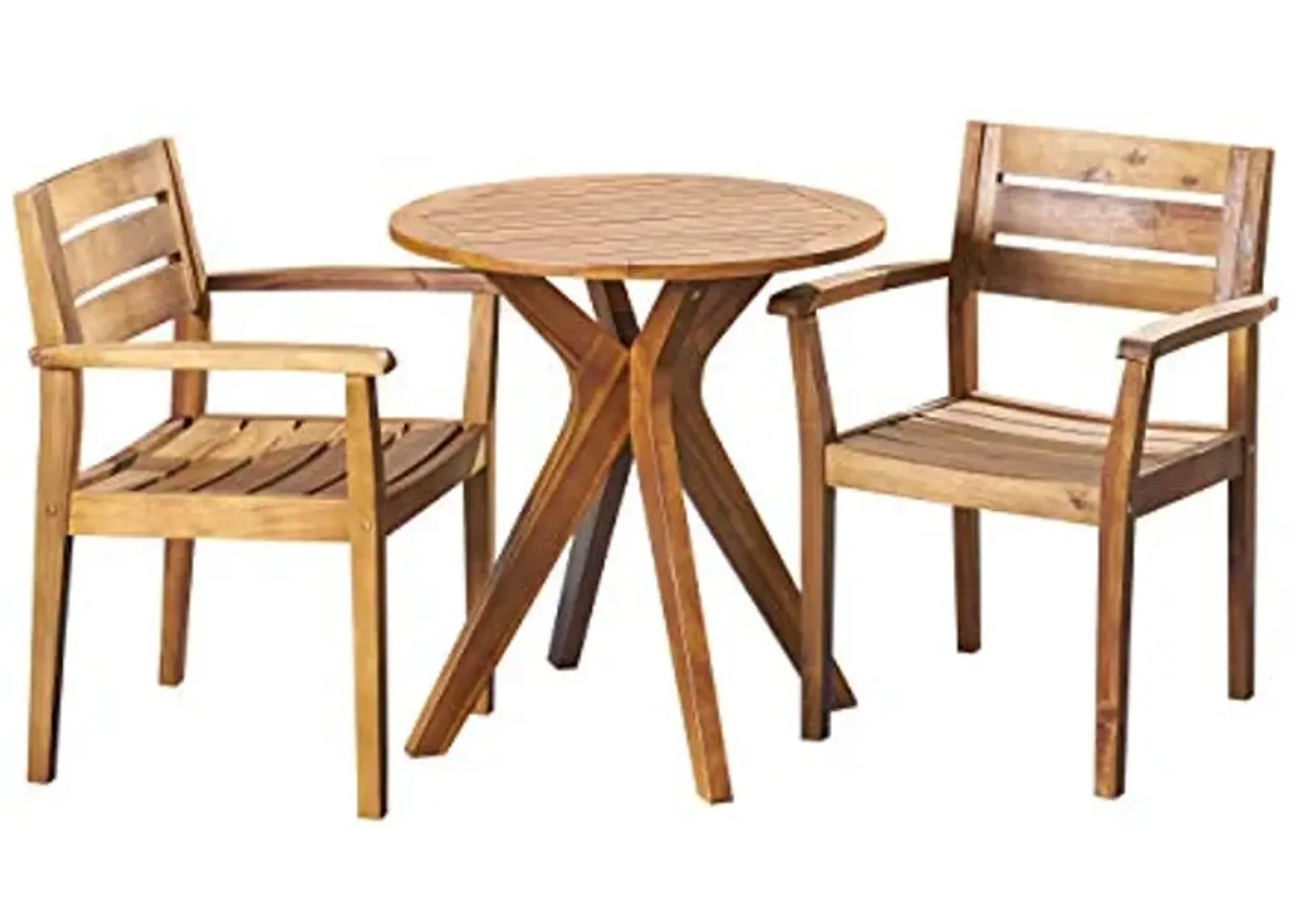 Christopher Knight Home Addison Outdoor 3 Piece Acacia Wood Bistro Set, Teak Finish