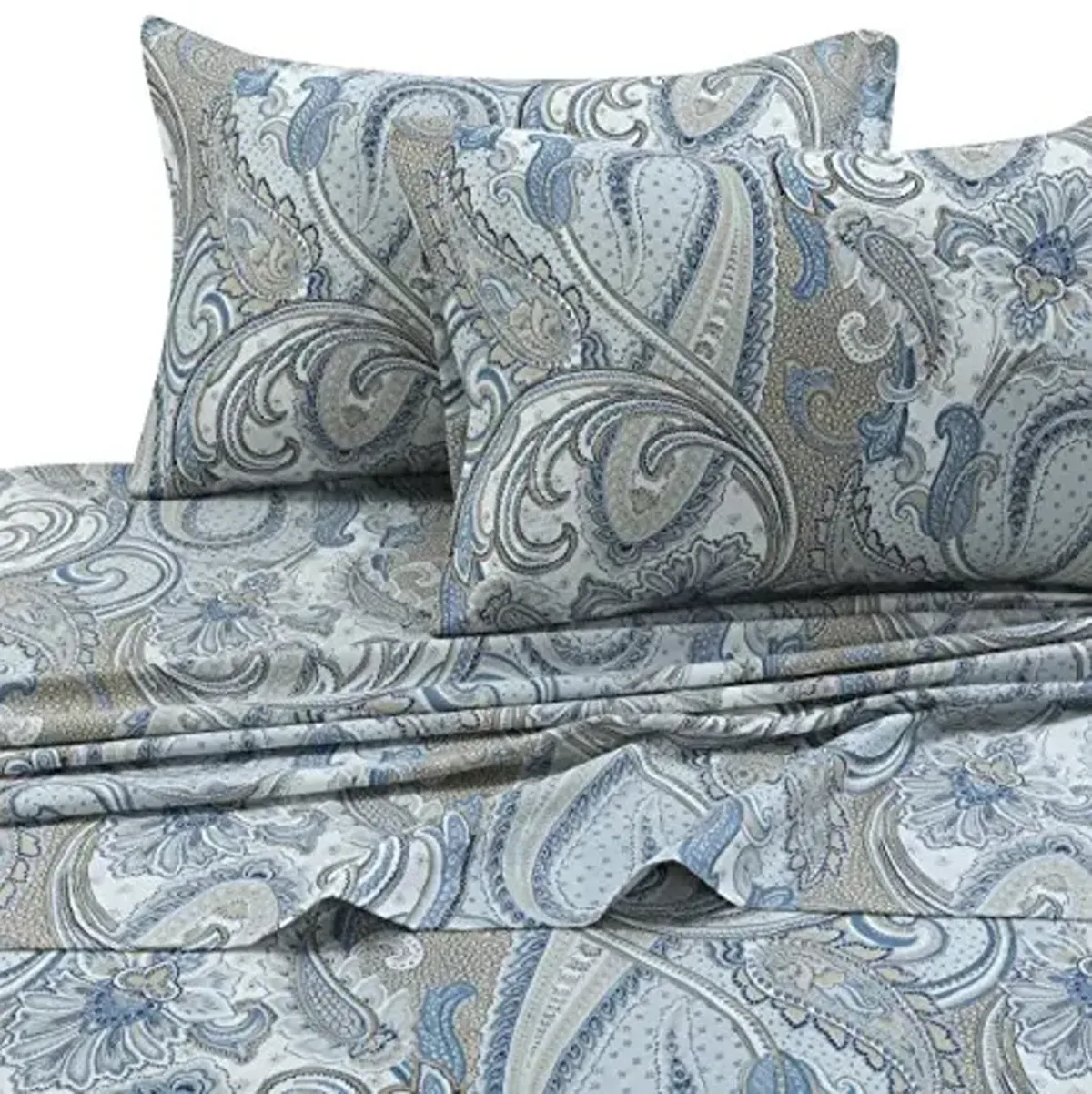 Tribeca Living Cotton Sateen Pillowcases Standard Size Set of 2 Bed Pillow Covers, Paisley Print, 300 Thread Count, Luxury Bedding, Paisley Park Multi