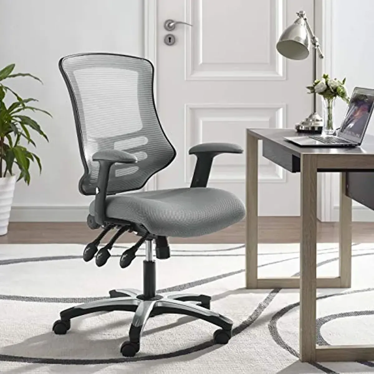 Modway Calibrate Mesh Adjustable Computer Desk Office Chair in Gray