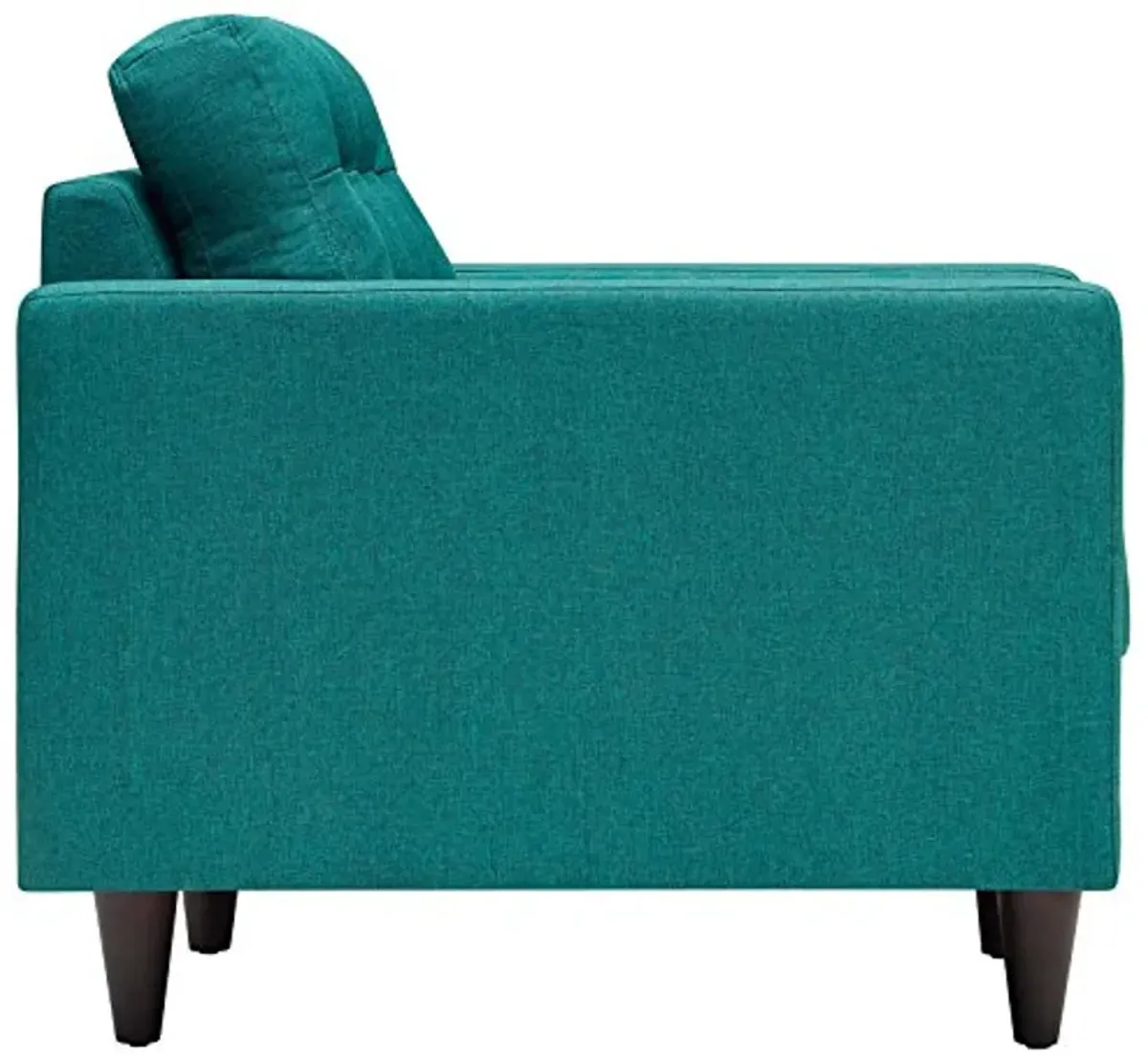 Modway Empress Mid-Century Modern Upholstered Fabric Sofa and Armchair Set in Teal