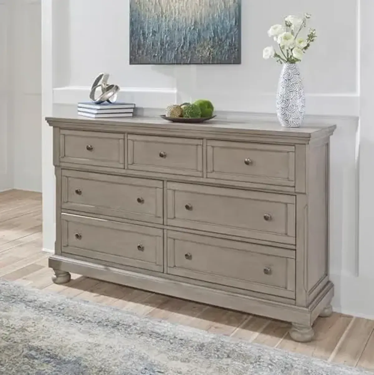 Signature Design by Ashley Lettner Modern Traditional 7 Drawer Dresser, Light Gray