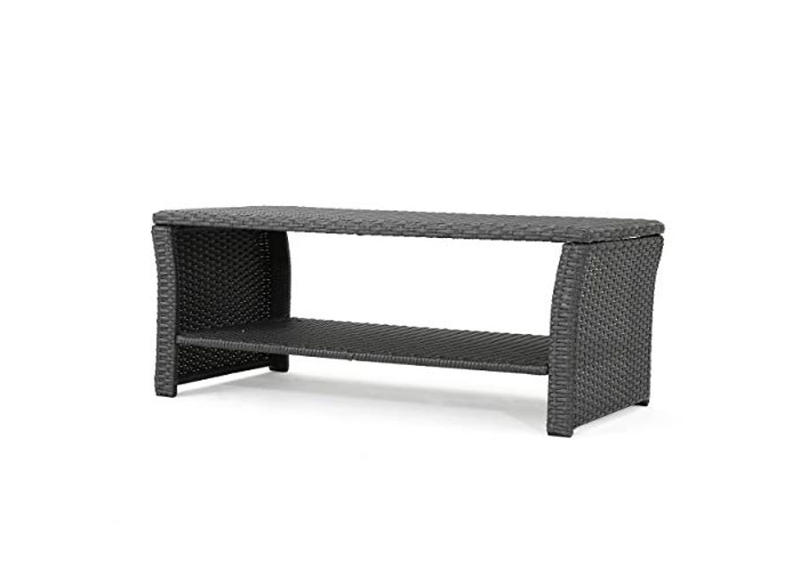 Christopher Knight Home Justin Outdoor Wicker Coffee Table, Gray, Black