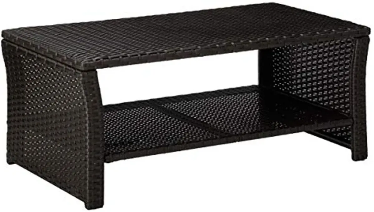 Christopher Knight Home Justin Outdoor Wicker Coffee Table, Brown, Black