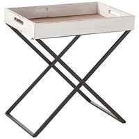 Signature Design by Ashley Janfield Vintage Foldable Convertible Tray Table 24", White