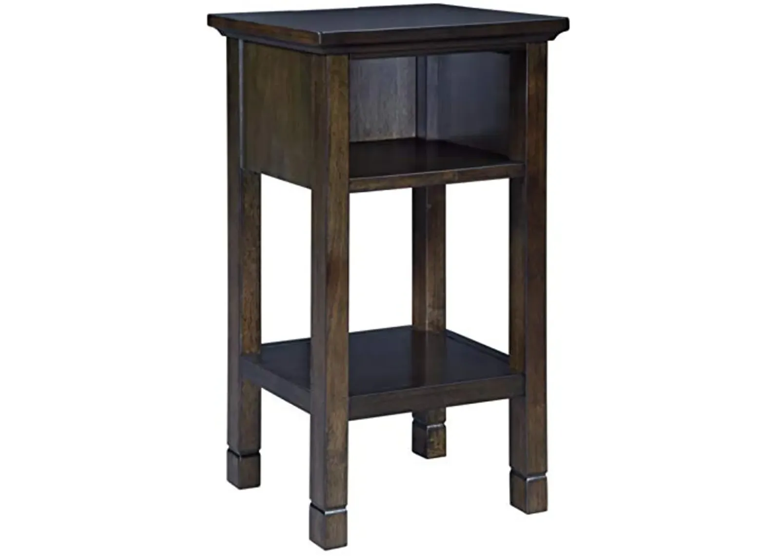 Signature Design by Ashley Marnville Modern Rustic Wood Accent Table With USB Hook Up, Dark Brown