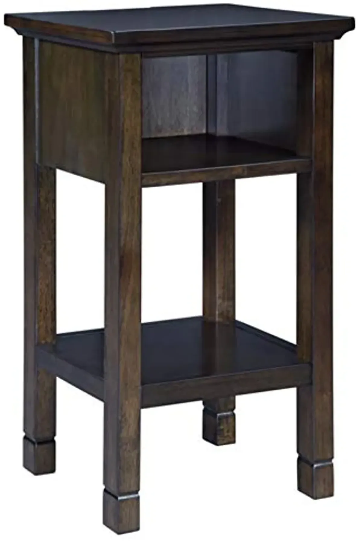 Signature Design by Ashley Marnville Modern Rustic Wood Accent Table With USB Hook Up, Dark Brown