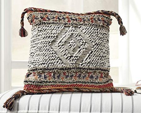 Signature Design by Ashley Fariel Boho Aztec Throw Pillow, 18 x 18 Inches, Red & Light Brown