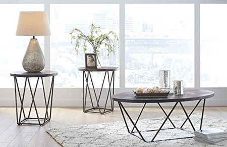 Signature Design by Ashley Neimhurst Modern 3-Piece Table Set, Includes Coffee Table and End Tables, Dark Brown