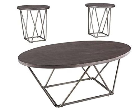 Signature Design by Ashley Neimhurst Modern 3-Piece Table Set, Includes Coffee Table and End Tables, Dark Brown