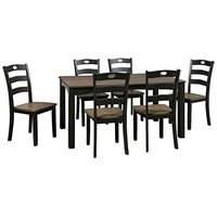 Signature Design by Ashley Froshburg Rustic 7 Piece Dining Set, Includes Table & 6 Chairs, Dark Brown