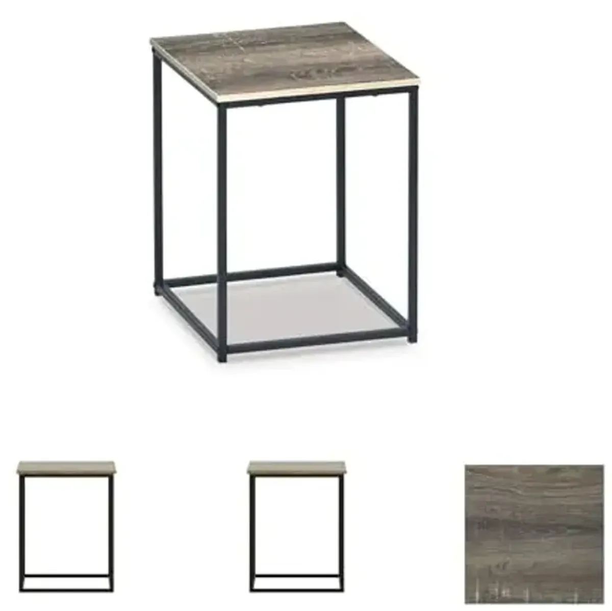 Signature Design by Ashley Wadeworth Urban Wood Grain 3-Piece Table Set, Includes 1 Coffee Table and 2 End Tables, Brown & Black