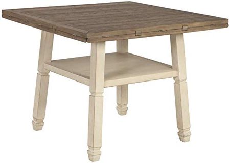 Signature Design by Ashley Bolanburg Counter Height Dining Room Drop Leaf Table, Two-tone Brown & Whitewash