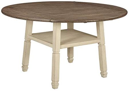 Signature Design by Ashley Bolanburg Counter Height Dining Room Drop Leaf Table, Two-tone Brown & Whitewash