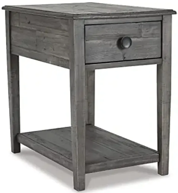 Signature Design by Ashley Borlofield Farmhouse Rectangular End Table with Drawer, Gray