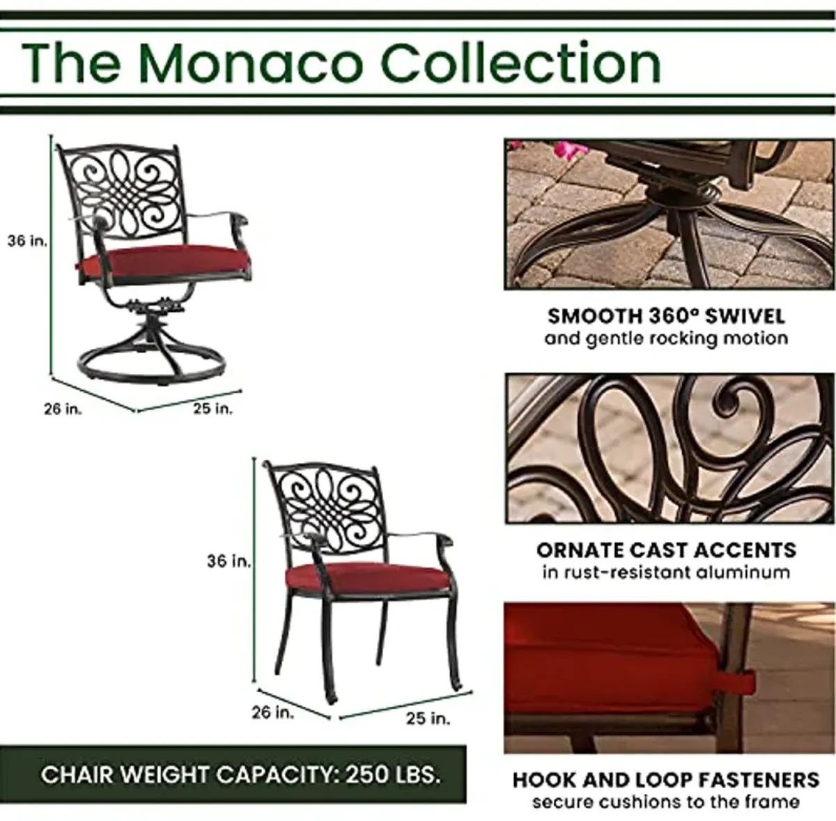 Hanover Monaco 7-Piece Patio Red Outdoor Dining Set