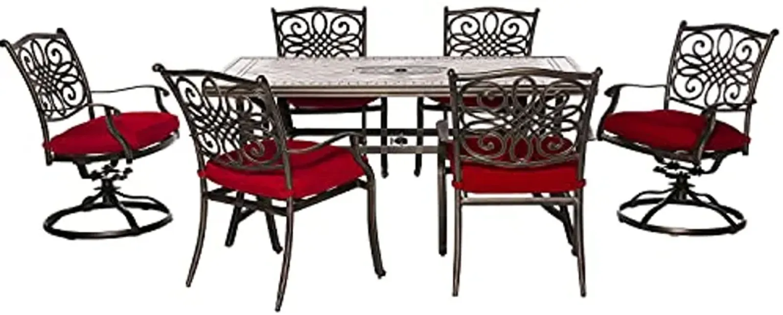 Hanover Monaco 7-Piece Patio Red Outdoor Dining Set