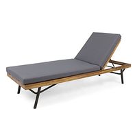 Christopher Knight Home Lilith Outdoor Chaise Lounge, Teak Finish + Rustic Metal + Dark Gray