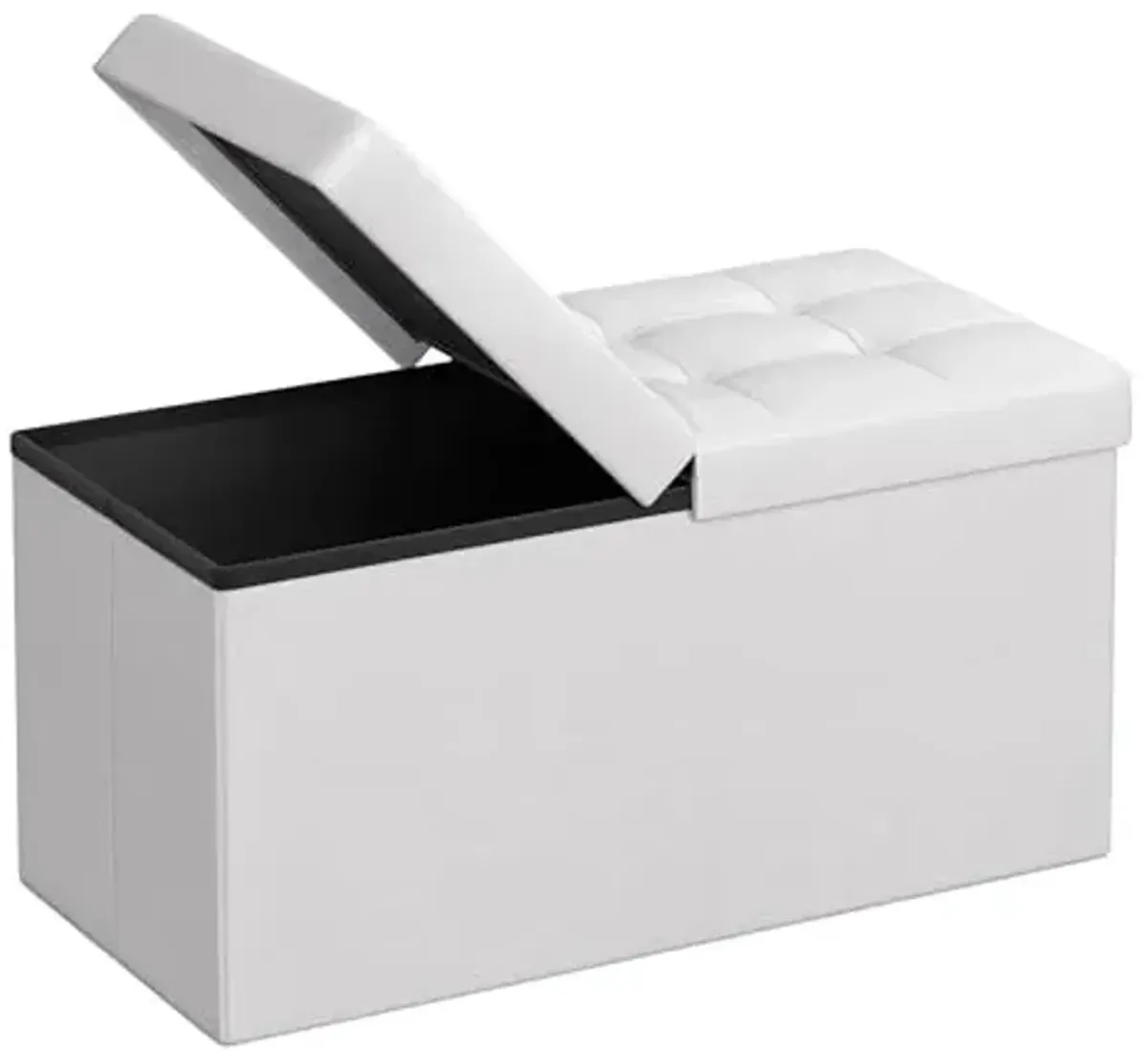 SONGMICS MAZIE Collection - 30 Inches Storage Ottoman Bench with Flipping Lid, Storage Chest Footstool, Load 660 lb, for Entryway, Living Room, Bedroom, Synthetic Leather, White ULSF45WT