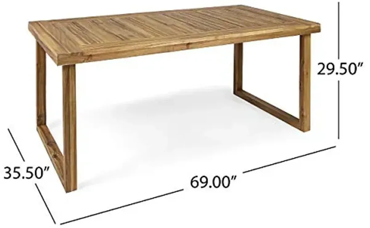 Christopher Knight Home Ann Outdoor 69" Acacia Wood Dining Table, Sandblast Natural Finish