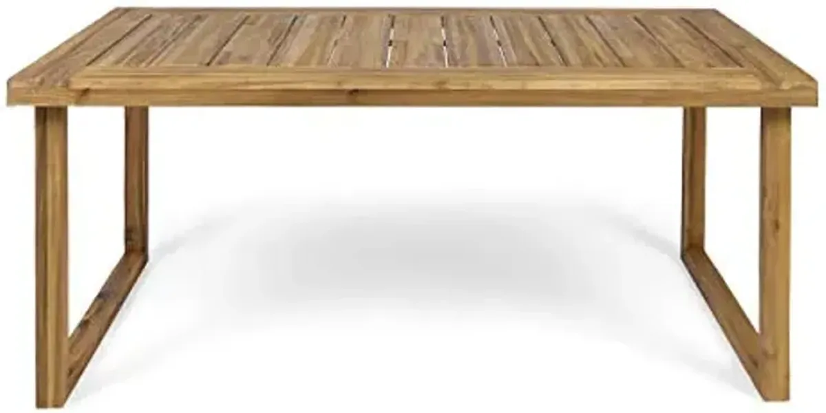 Christopher Knight Home Ann Outdoor 69" Acacia Wood Dining Table, Sandblast Natural Finish