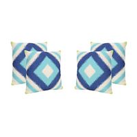 Christopher Knight Home Karen Outdoor 18" Water Resistant Square Pillows (Set of 4), Blue/Teal Ikat