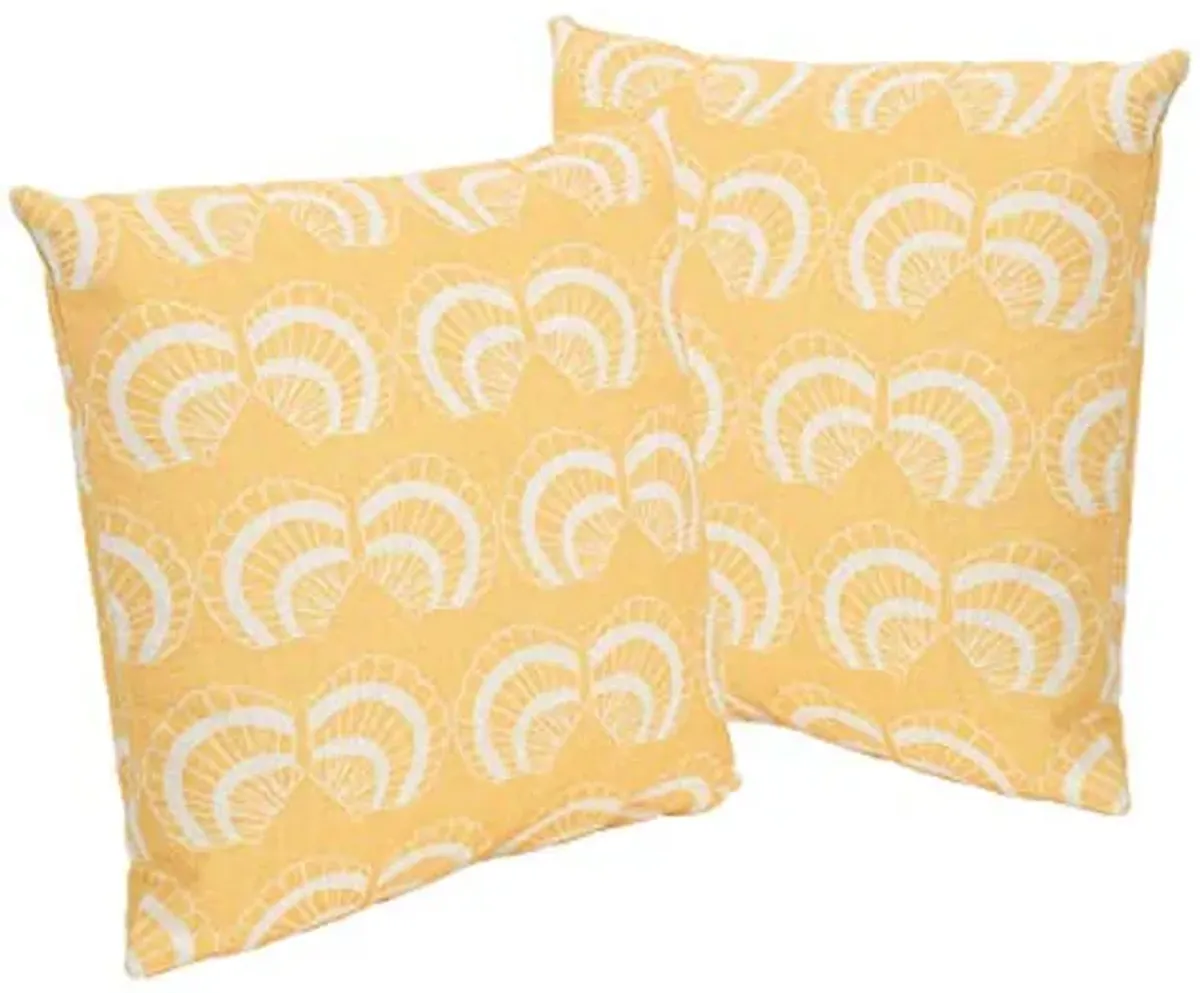 Christopher Knight Home Henry Outdoor 18" Water Resistant Square Pillows (Set of 2), Beige on Orange