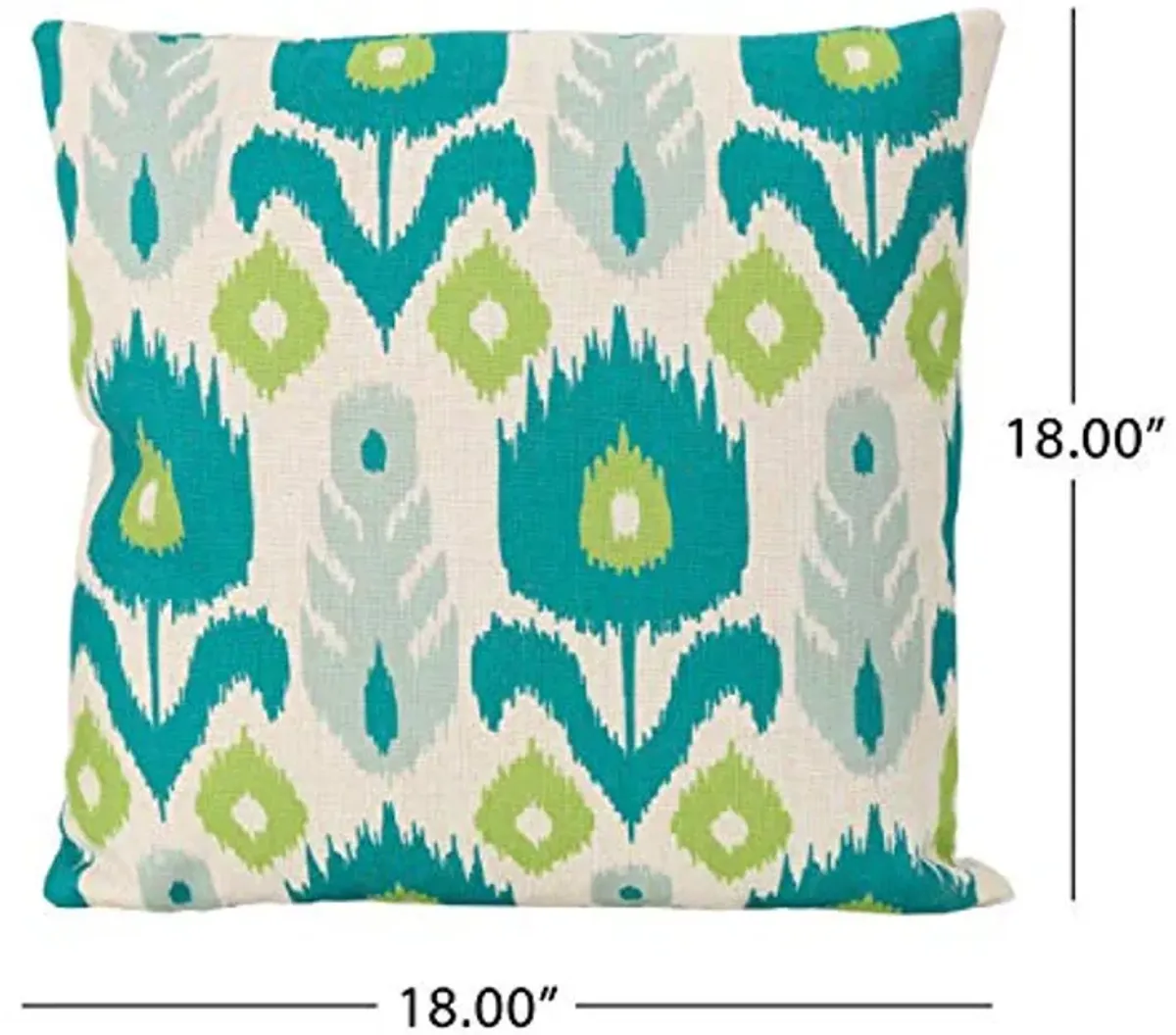 Christopher Knight Home Diego Outdoor 18" Water Resistant Square Pillows (Set of 4), Teal/Green Print