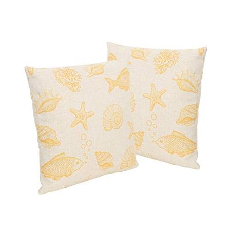 Christopher Knight Home Andria Outdoor 18" Water Resistant Square Pillows (Set of 2), Orange on Beige