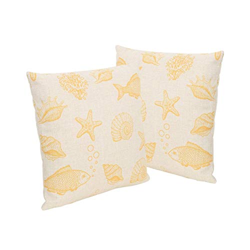 Christopher Knight Home Andria Outdoor 18" Water Resistant Square Pillows (Set of 2), Orange on Beige