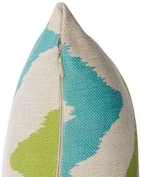 Christopher Knight Home Zora Outdoor 18" Water Resistant Square Pillows (Set of 4), Teal/Green Chevron